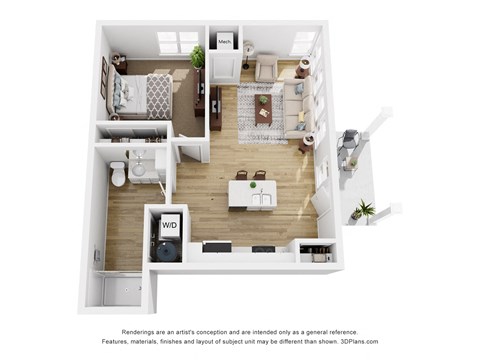 1 Bedroom 1 bath Corner No Garage at The Daniels at Northern Gateway Apartments, Saukville